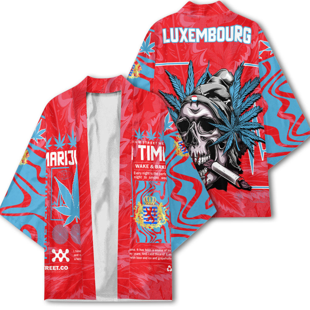 Luxembourg Kimono Flag & Coat Of Arms Marijuanas Style