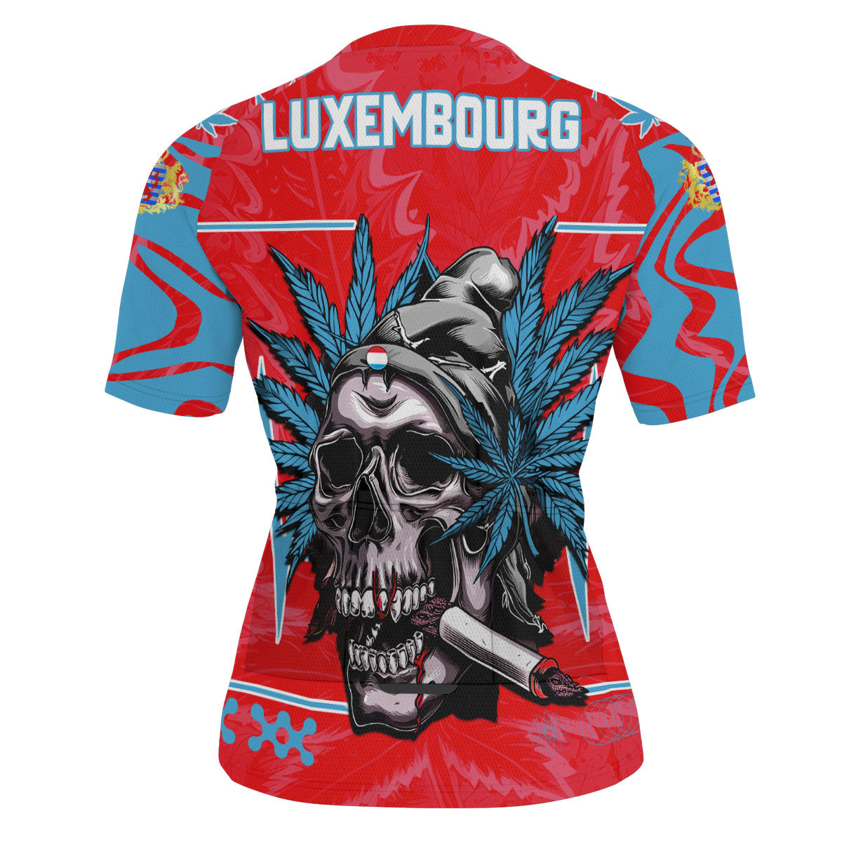 Luxembourg Men's Cycling Jersey Flag & Coat Of Arms Marijuanas Style