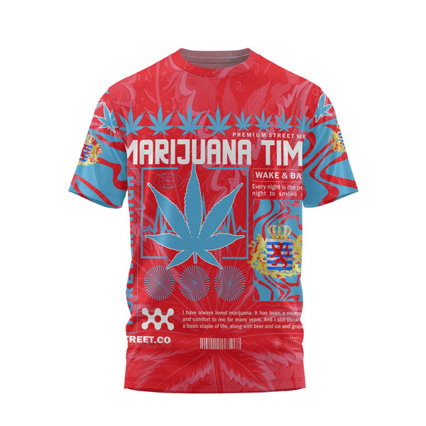 Luxembourg T Shirt Flag & Coat Of Arms Marijuanas Style