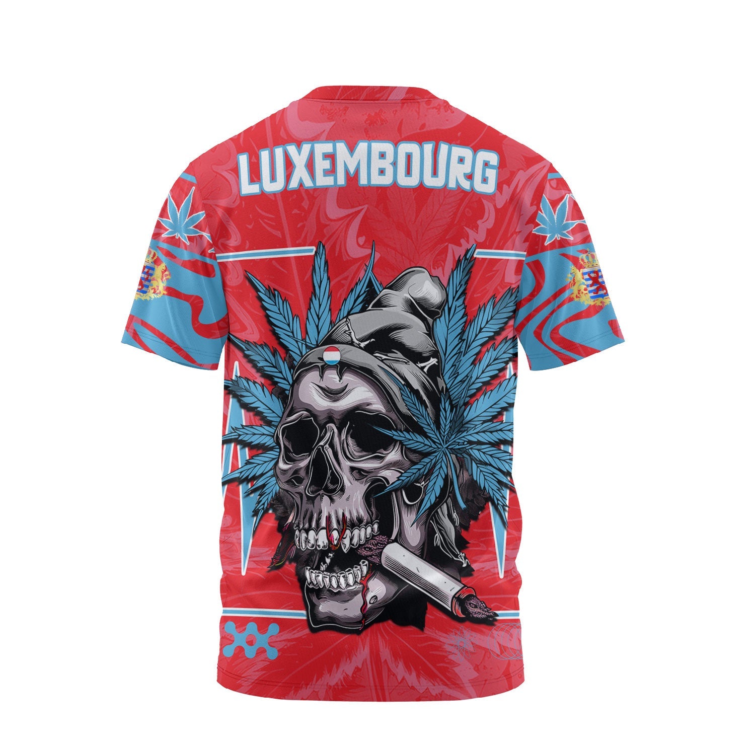 Luxembourg T Shirt Flag & Coat Of Arms Marijuanas Style