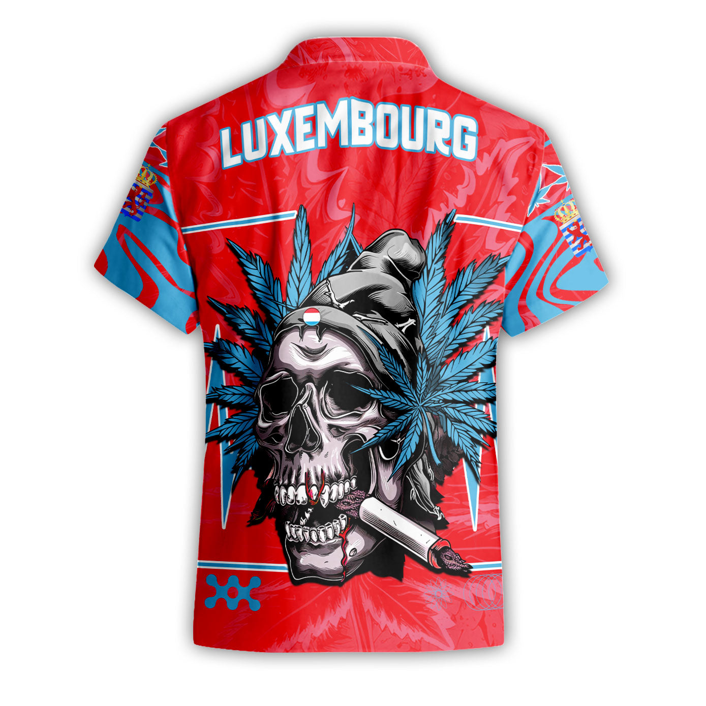 Luxembourg Short Sleeve Shirt Flag & Coat Of Arms Of The Province Marijuanas Style