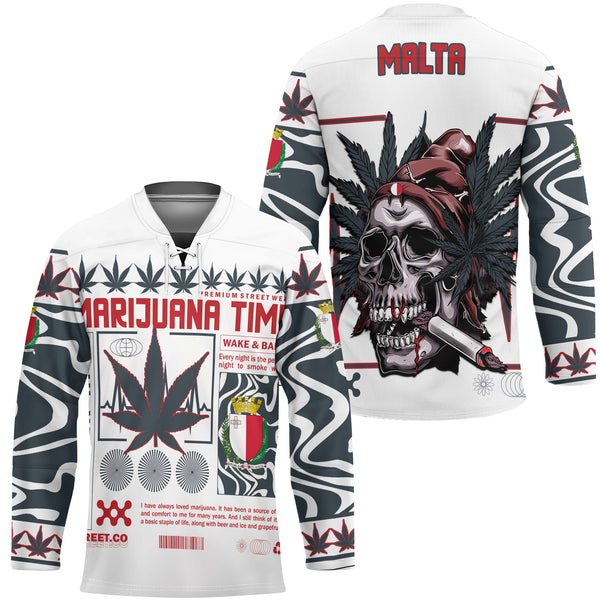 Malta Hockey Jersey Flag & Coat Of Arms Marijuanas Style