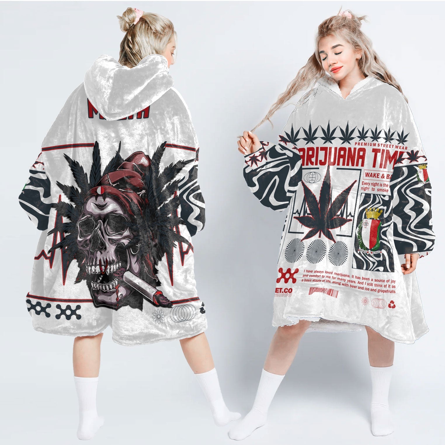 Malta Snug Hoodie Flag & Coat Of Arms Marijuanas Style