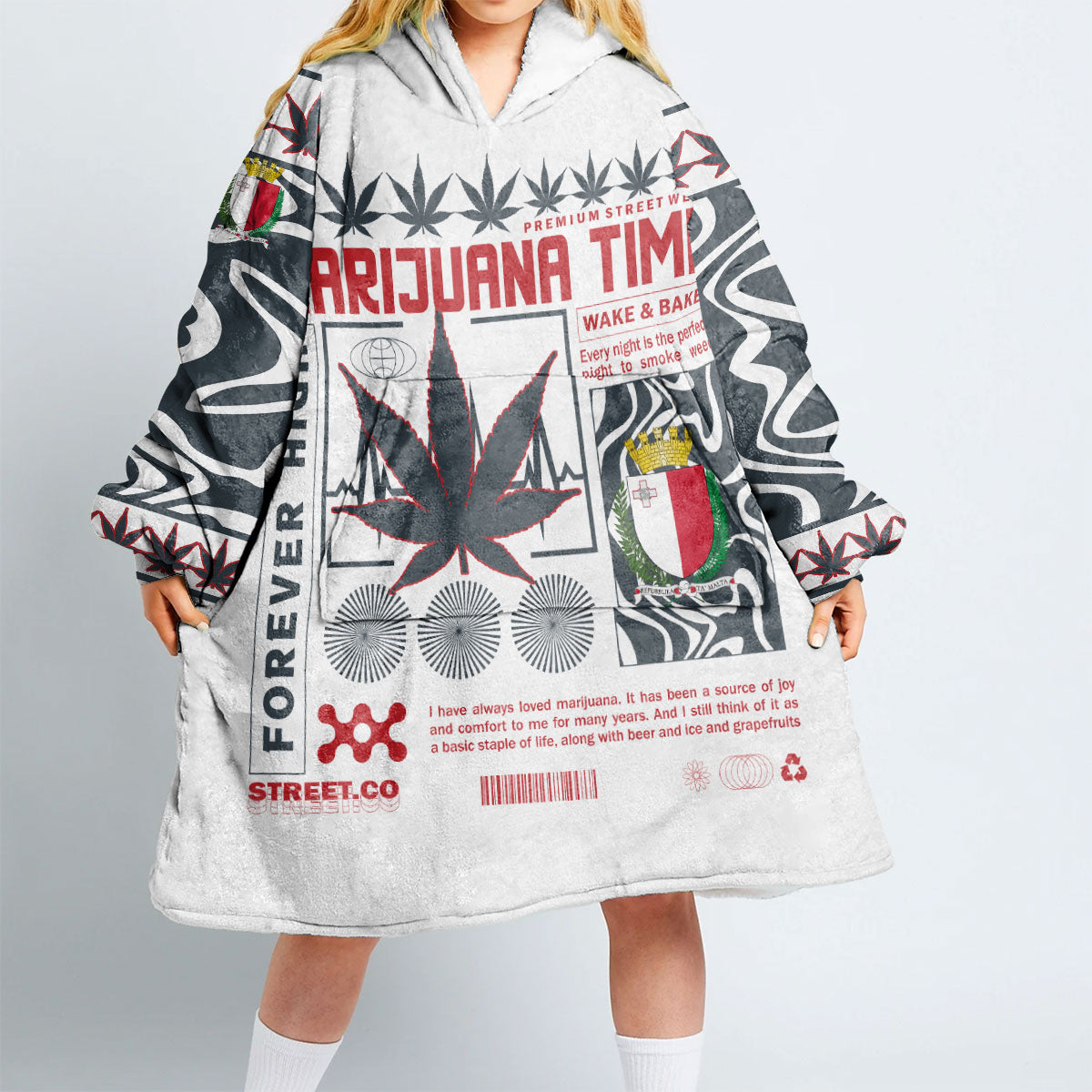 Malta Snug Hoodie Flag & Coat Of Arms Marijuanas Style