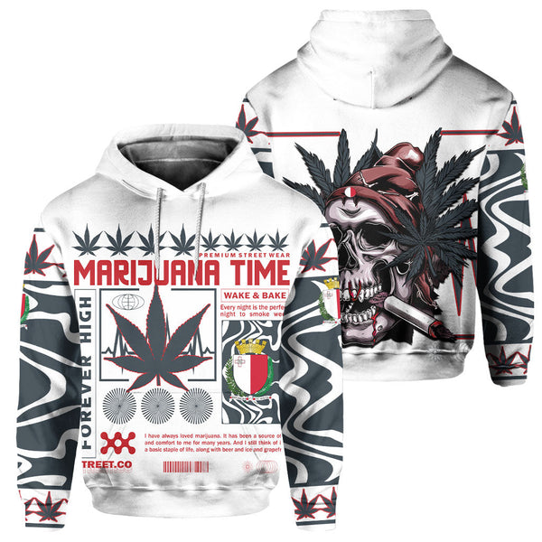 Malta Hoodie Flag & Coat Of Arms Marijuanas Style