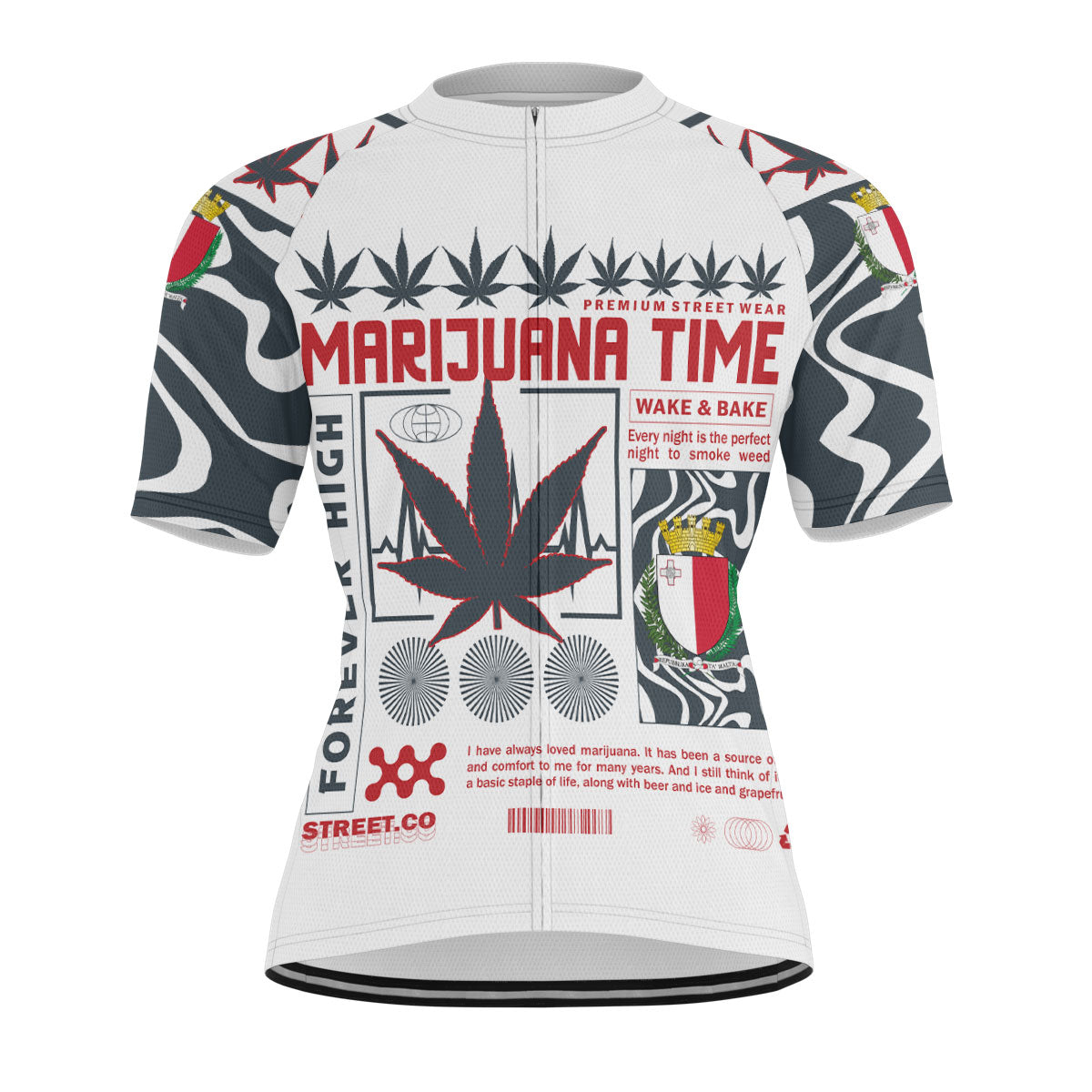 Malta Men's Cycling Jersey Flag & Coat Of Arms Marijuanas Style