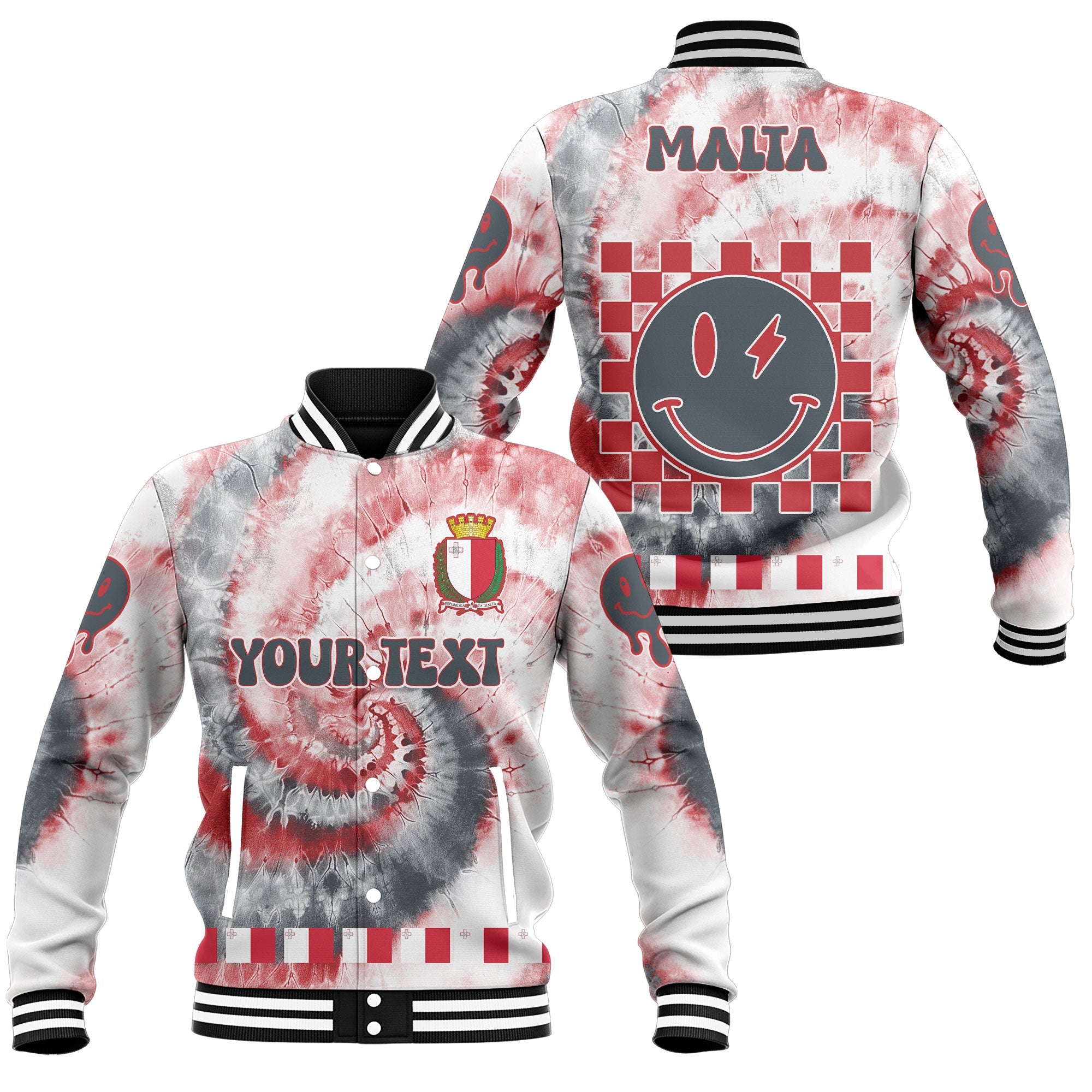 Malta Baseball Jacket Custom Tie Dye Style 1