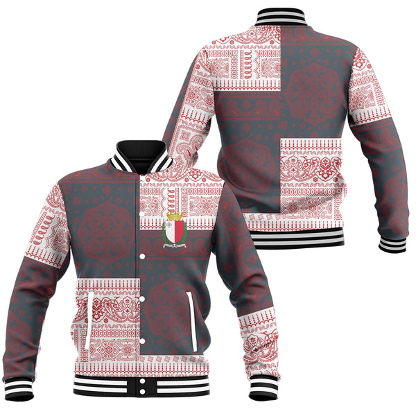 Malta Baseball Jacket Flag And Paisley Basic Style 1