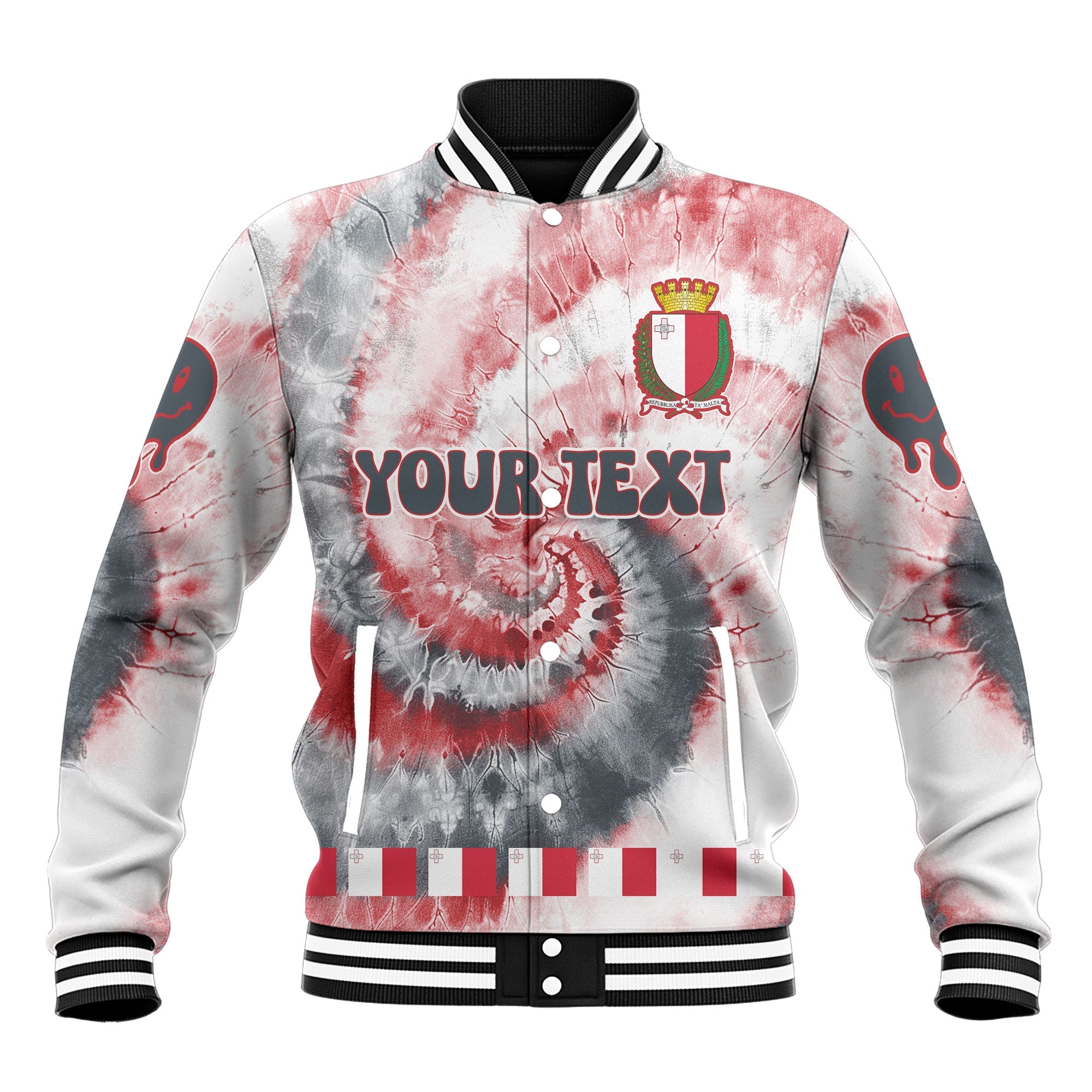 Malta Baseball Jacket Custom Tie Dye Style 2