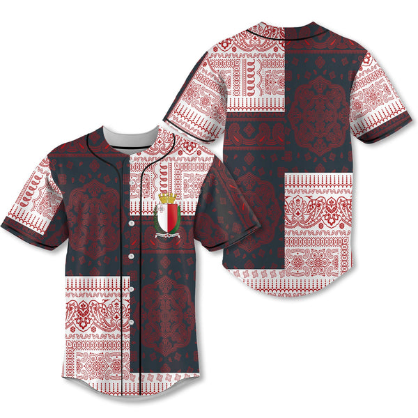 Malta Baseball Jersey Flag And Paisley Basic Style 1