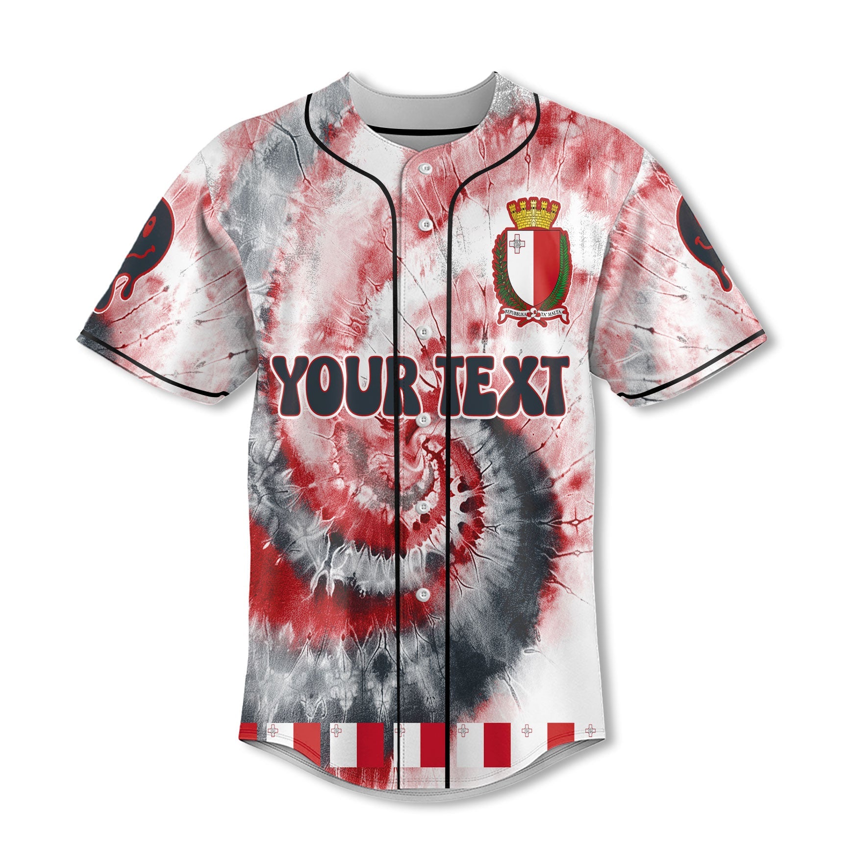 Malta Baseball Jersey Custom Tie Dye Style 2