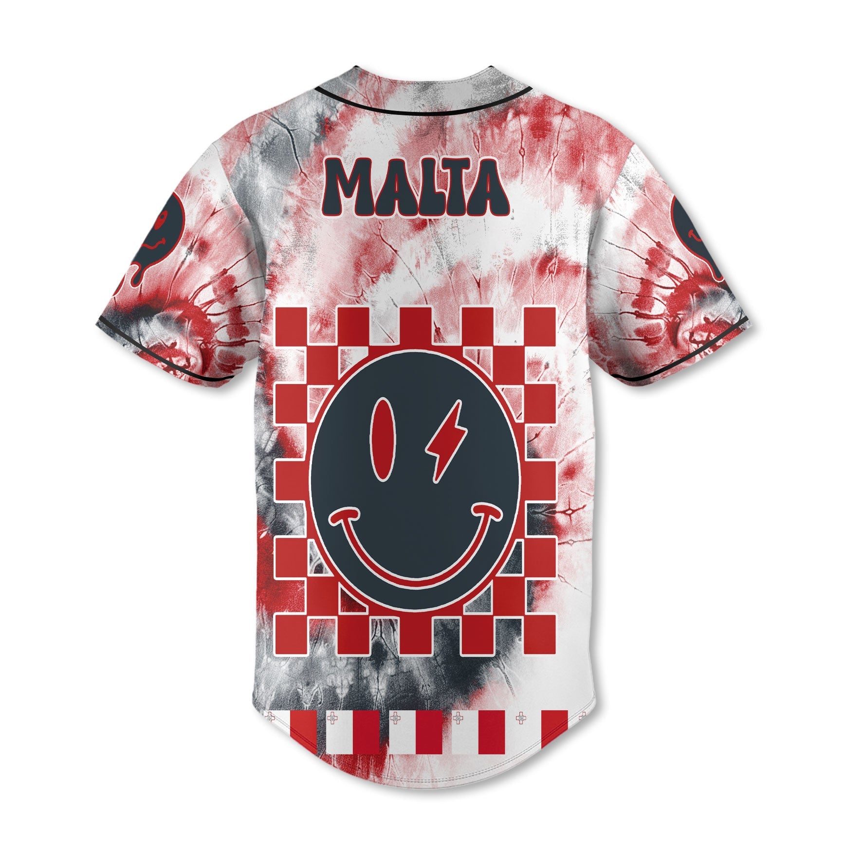 Malta Baseball Jersey Custom Tie Dye Style 3