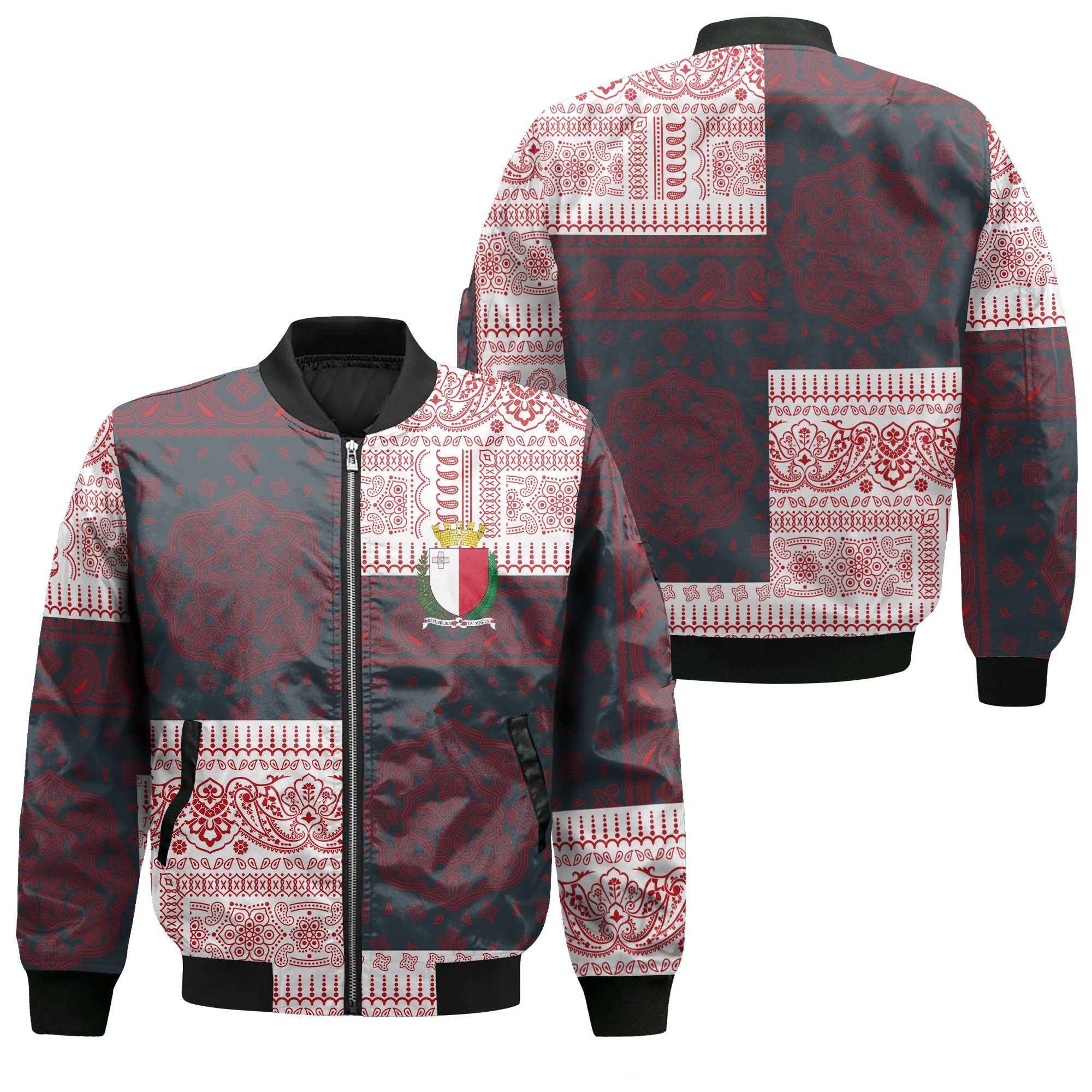 Malta Bomber Jacket Flag And Paisley Basic Style 1