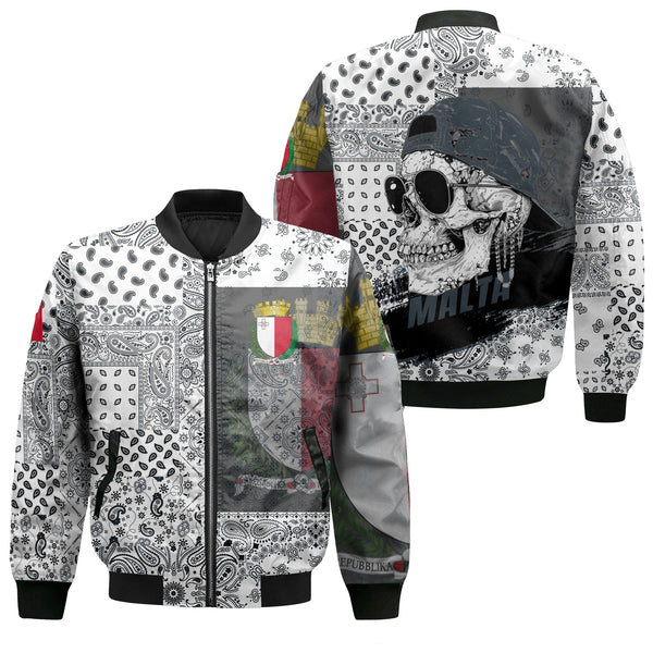 Malta Bomber Jacket Paisley Flag And Skull Style 1