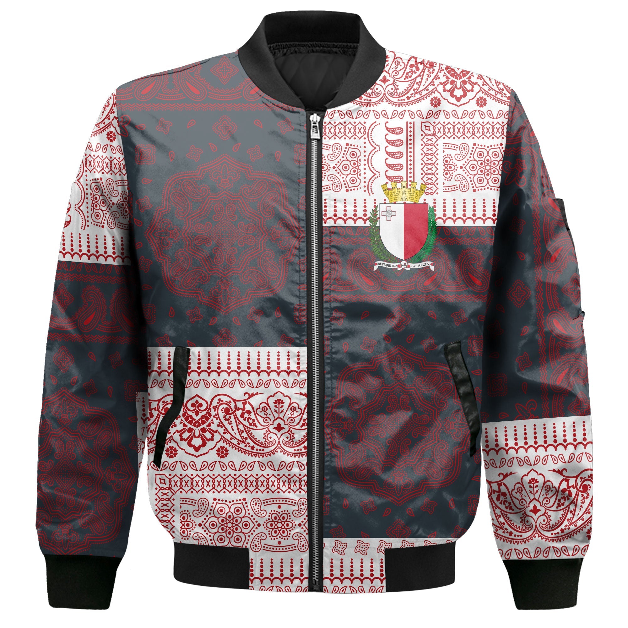 Malta Bomber Jacket Flag And Paisley Basic Style 2