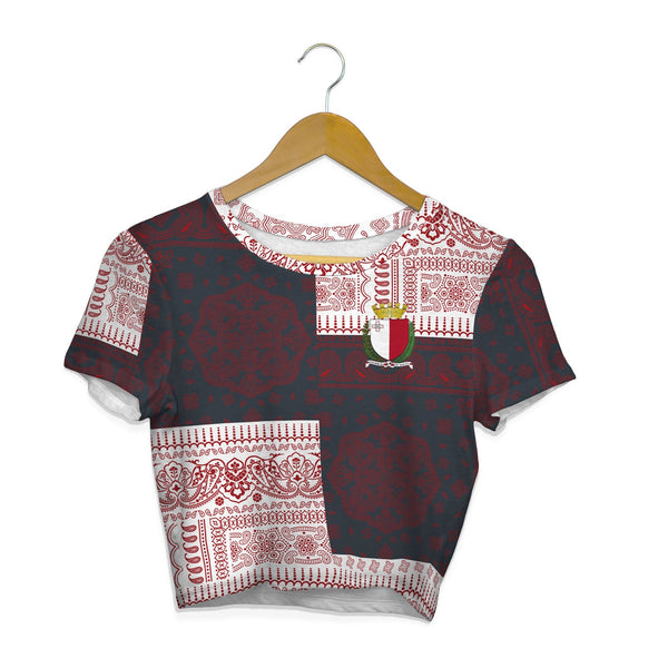 Malta Croptop T Shirt Flag And Paisley Basic Style 1