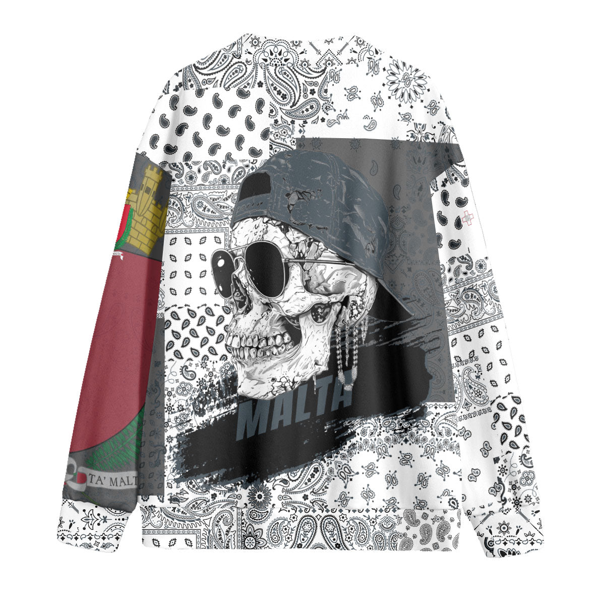 Malta Fleece Cardigan Paisley Flag And Skull Style 2