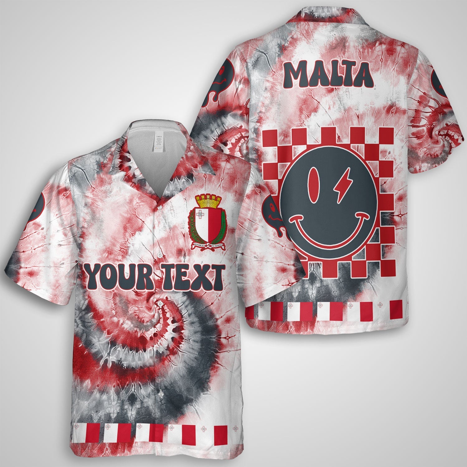 Malta Hawaiian Shirt Custom Tie Dye Style 1