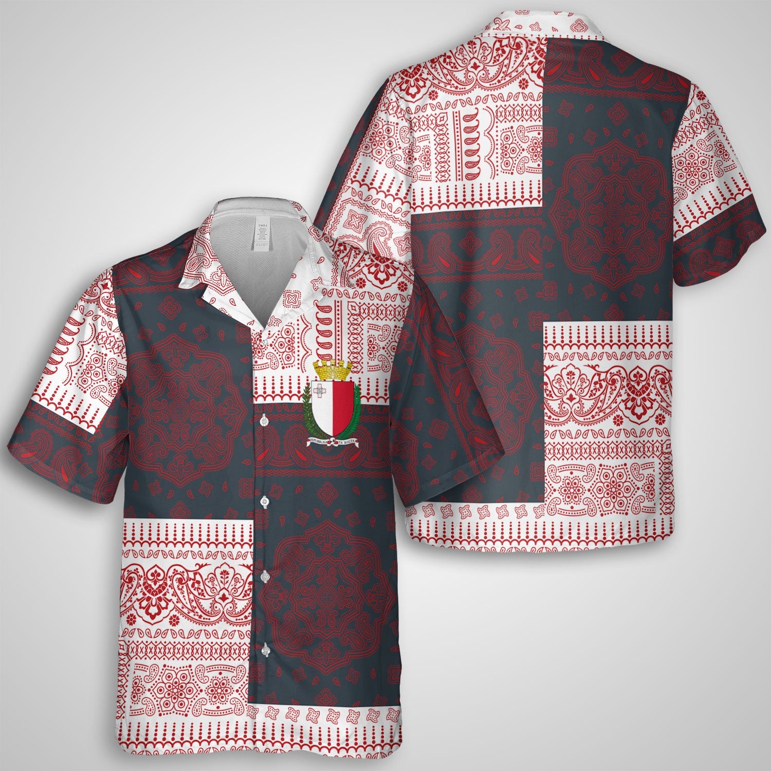 Malta Hawaiian Shirt Flag And Paisley Basic Style 1