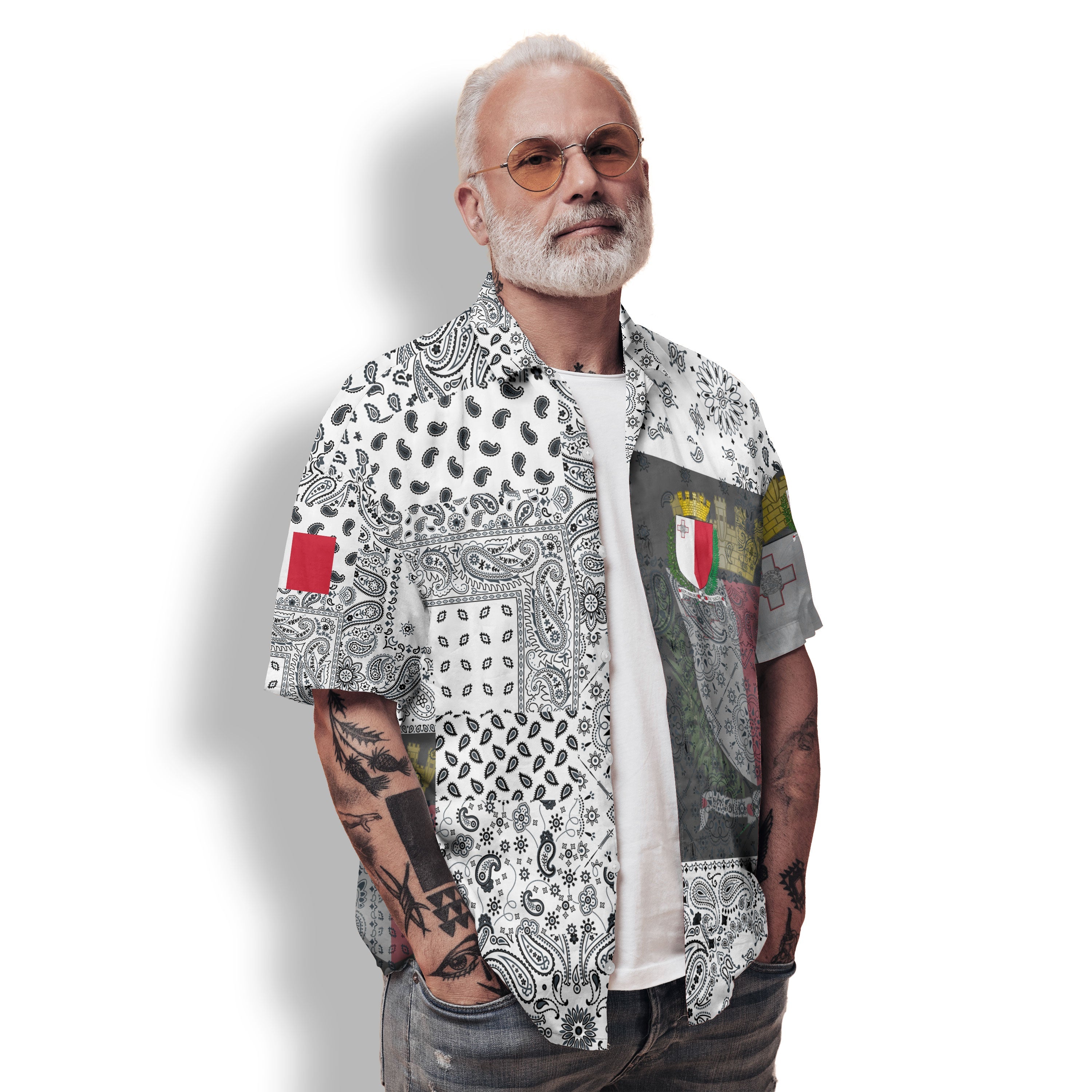 Malta Hawaiian Shirt Paisley Flag And Skull Style 2