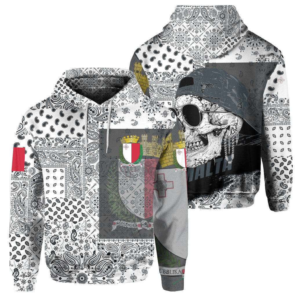 Malta Hoodie Paisley Flag And Skull Style 1