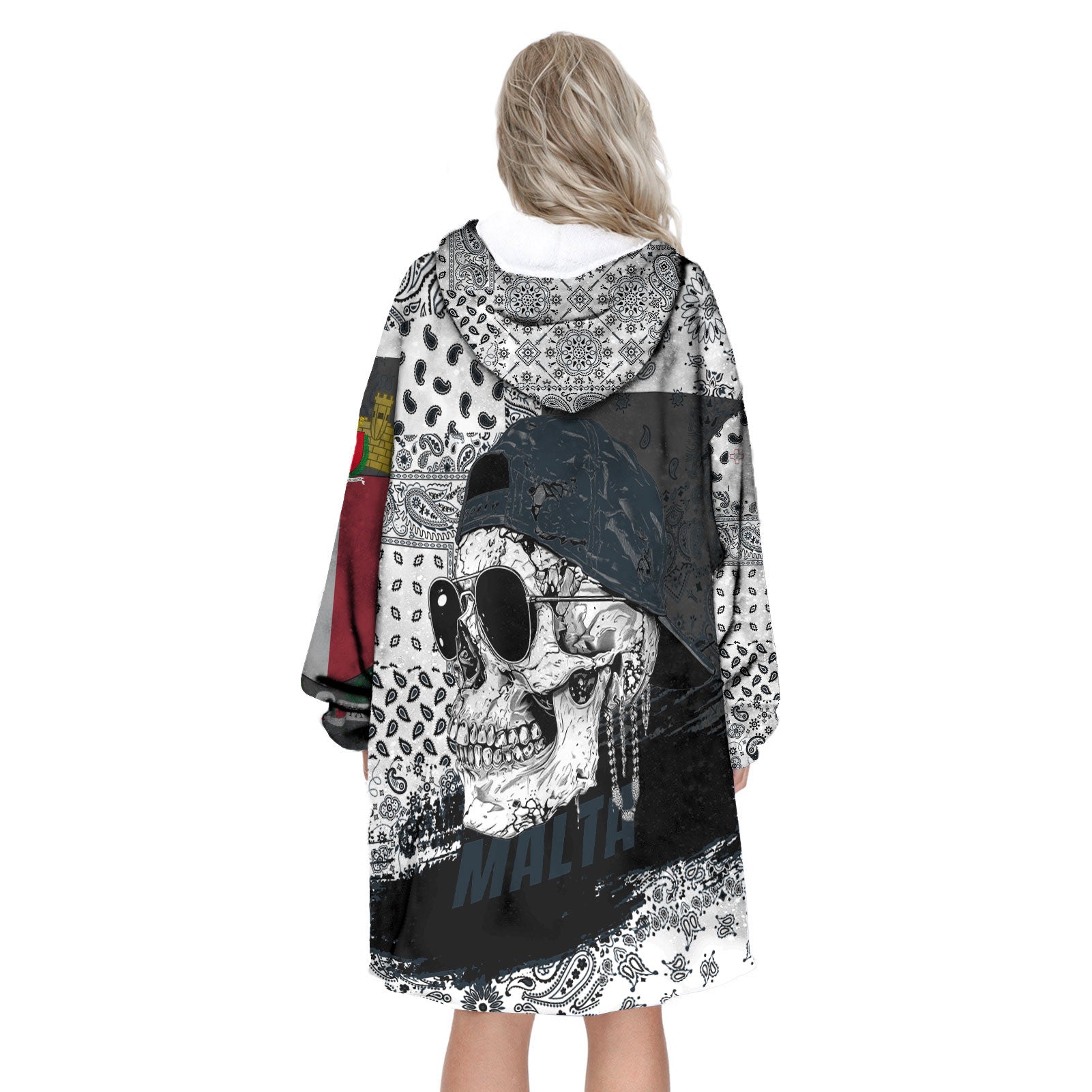 Malta Hoodie Blanket Paisley Flag And Skull Style 4