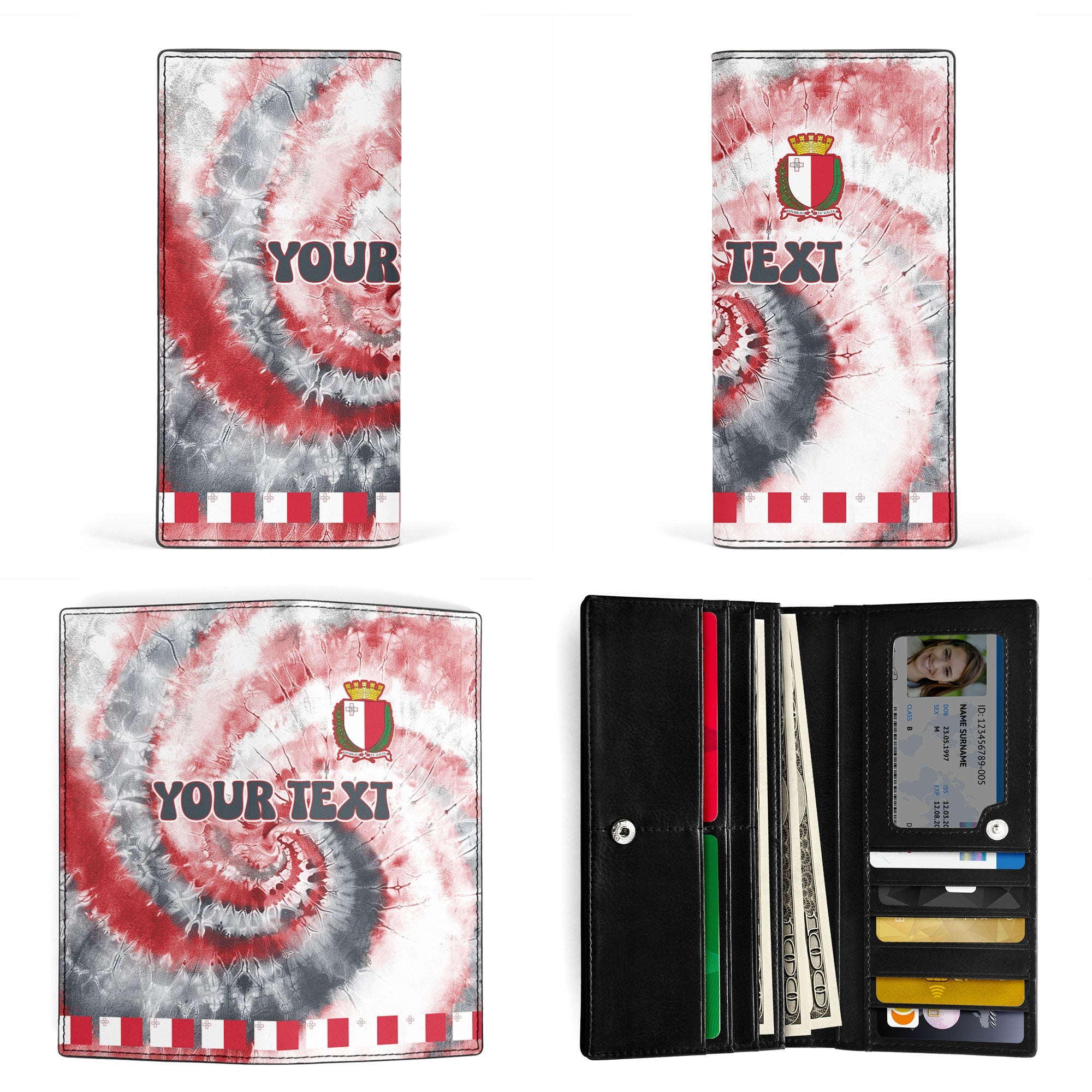 Malta Leather Wallet Custom Tie Dye Style 3