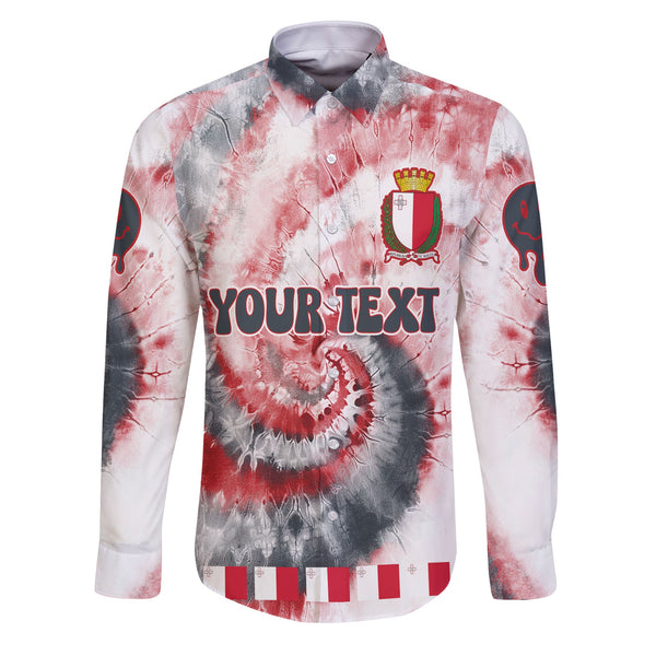 Malta Long Sleeve Button Shirt Custom Tie Dye Style 1