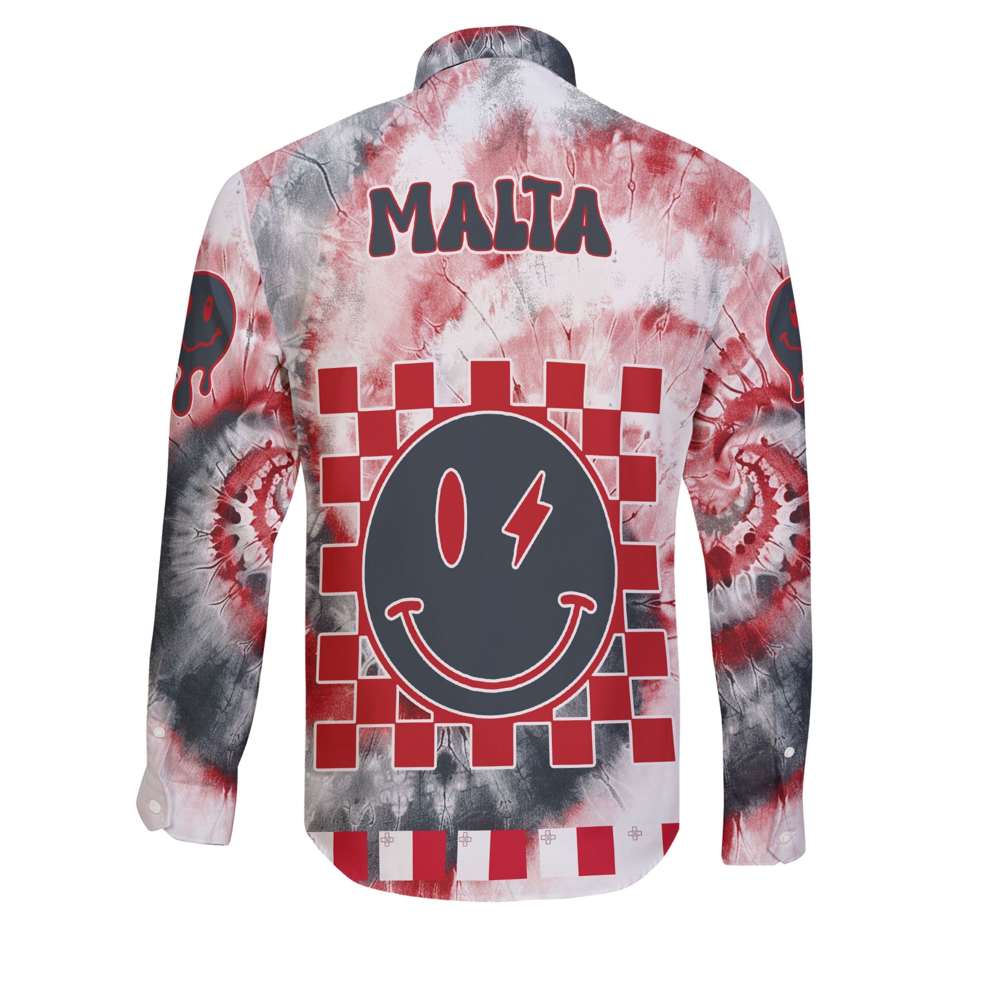 Malta Long Sleeve Button Shirt Custom Tie Dye Style 2