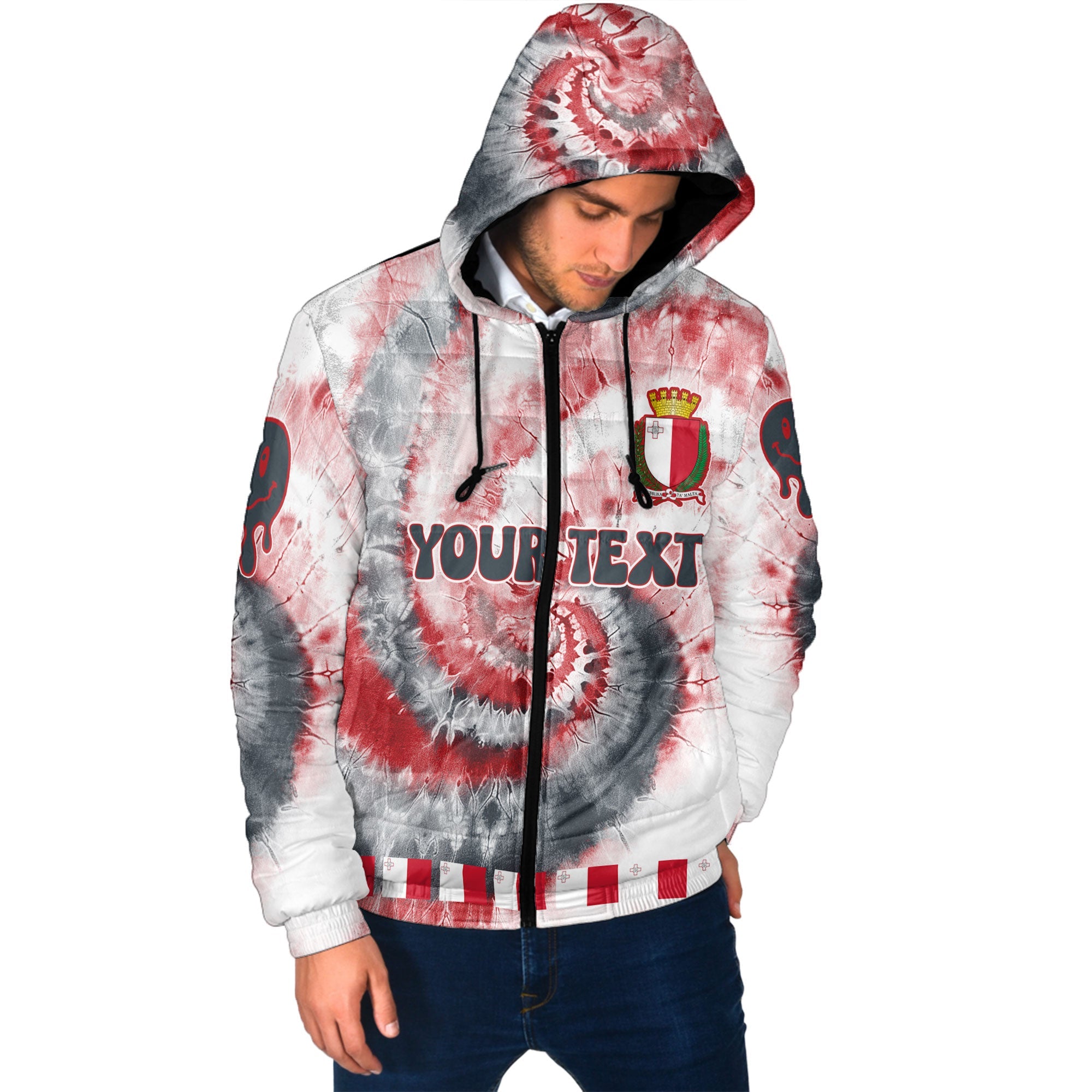 Malta Men Hooded Padded Jacket Custom Tie Dye Style 2