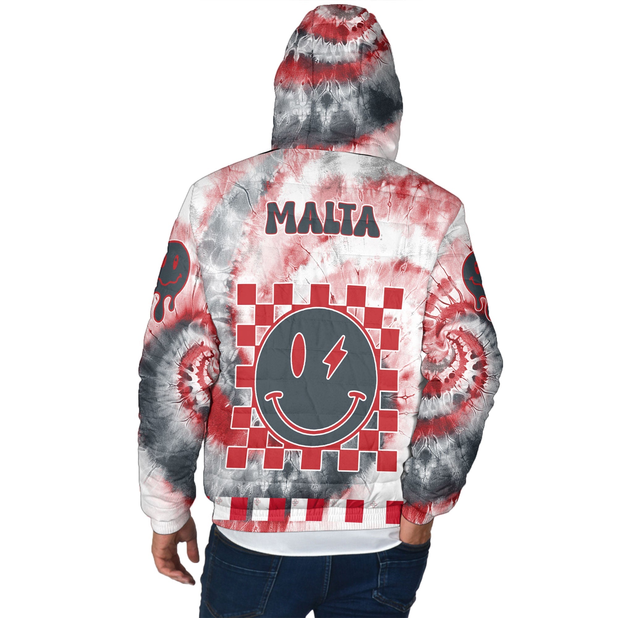 Malta Men Hooded Padded Jacket Custom Tie Dye Style 3