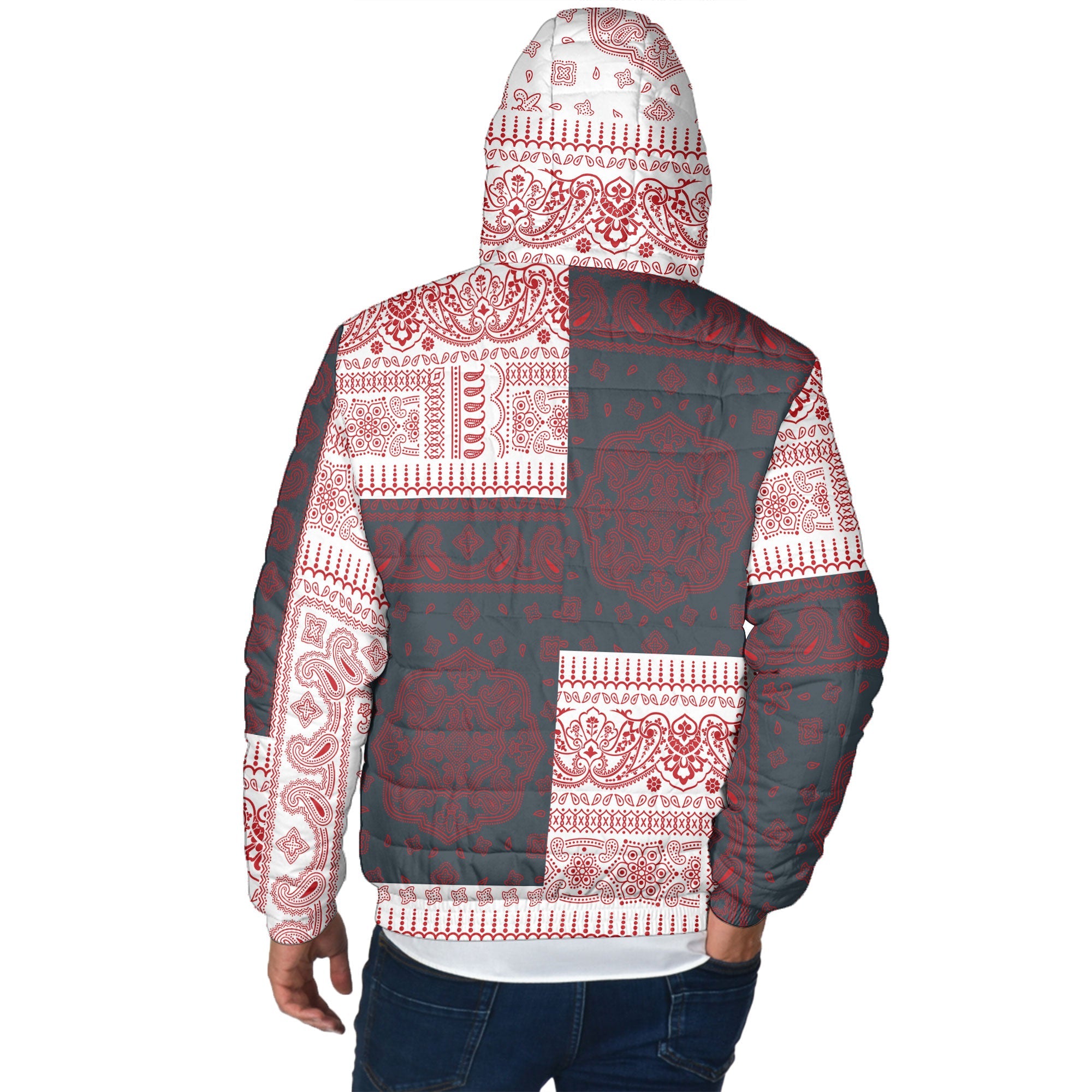 Malta Men Hooded Padded Jacket Flag And Paisley Basic Style 3