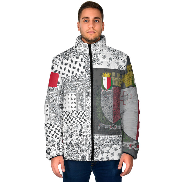 Malta Men Padded Jacket Paisley Flag And Skull Style 1