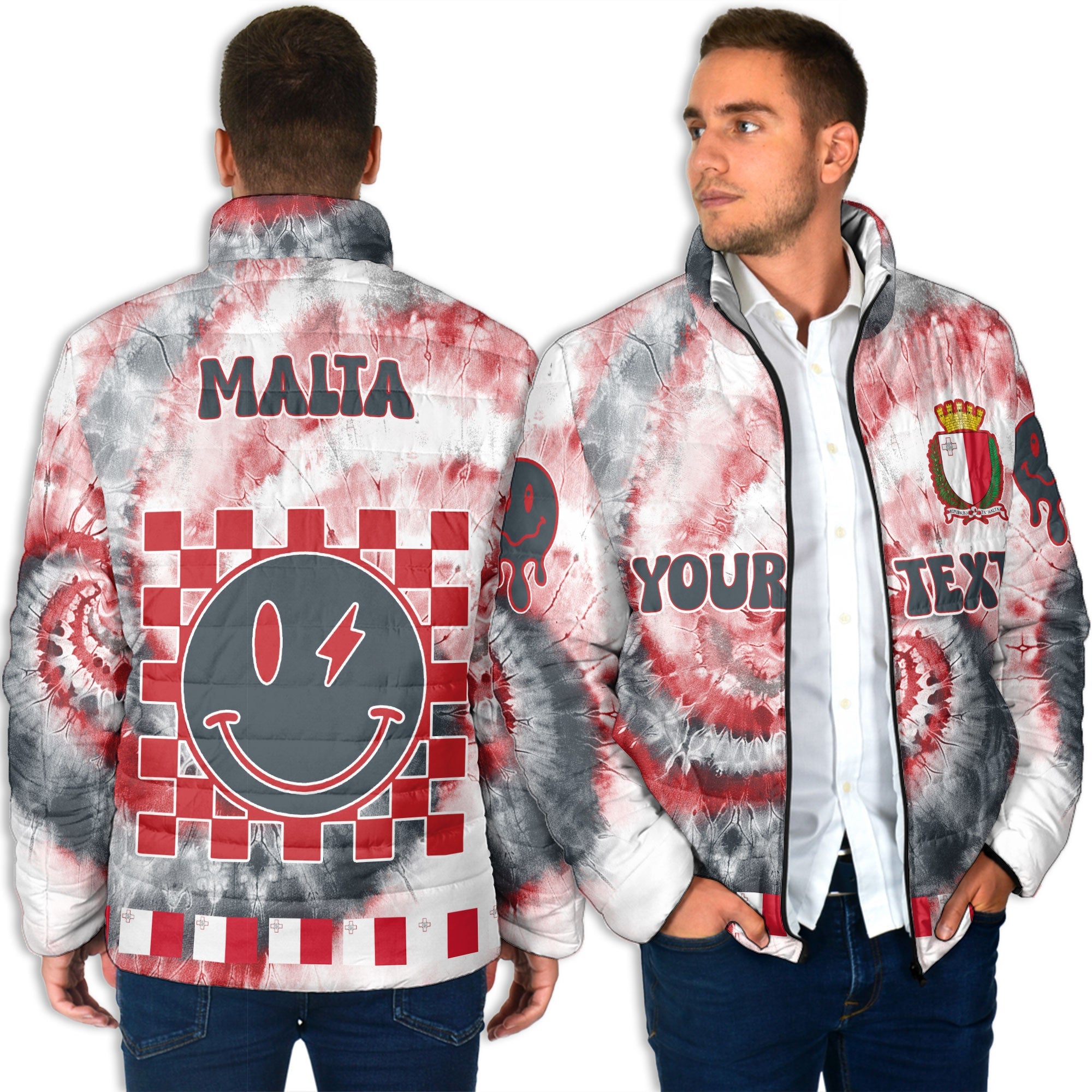 Malta Men Padded Jacket Custom Tie Dye Style 4