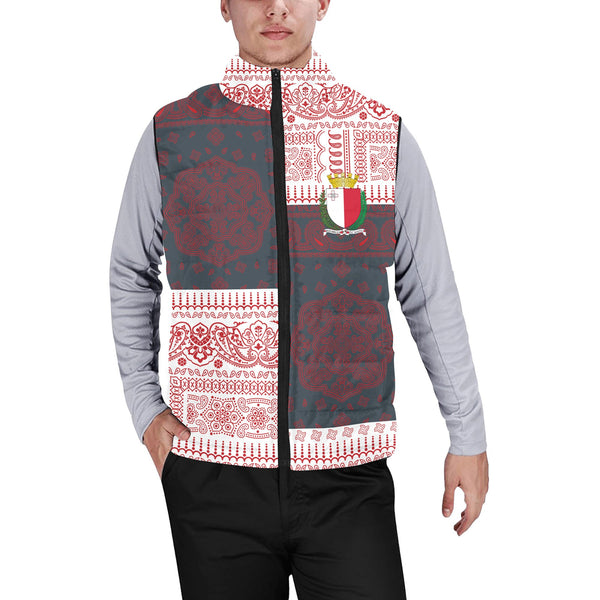 Malta Men Padded Jacket Vest Flag And Paisley Basic Style 1