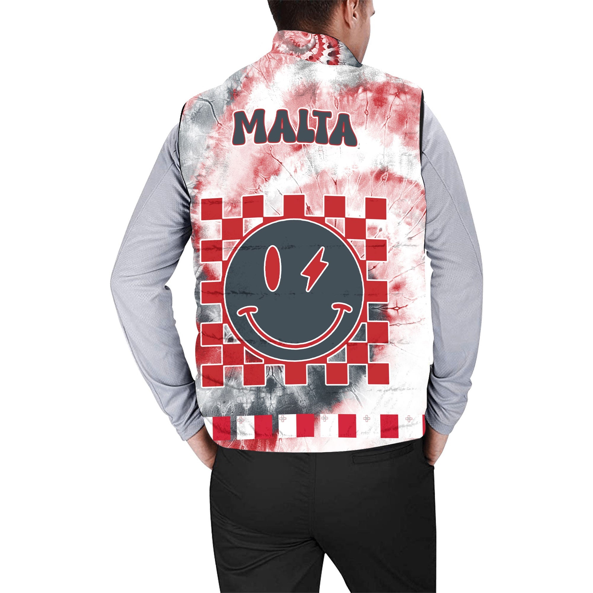 Malta Men Padded Jacket Vest Custom Tie Dye Style 2