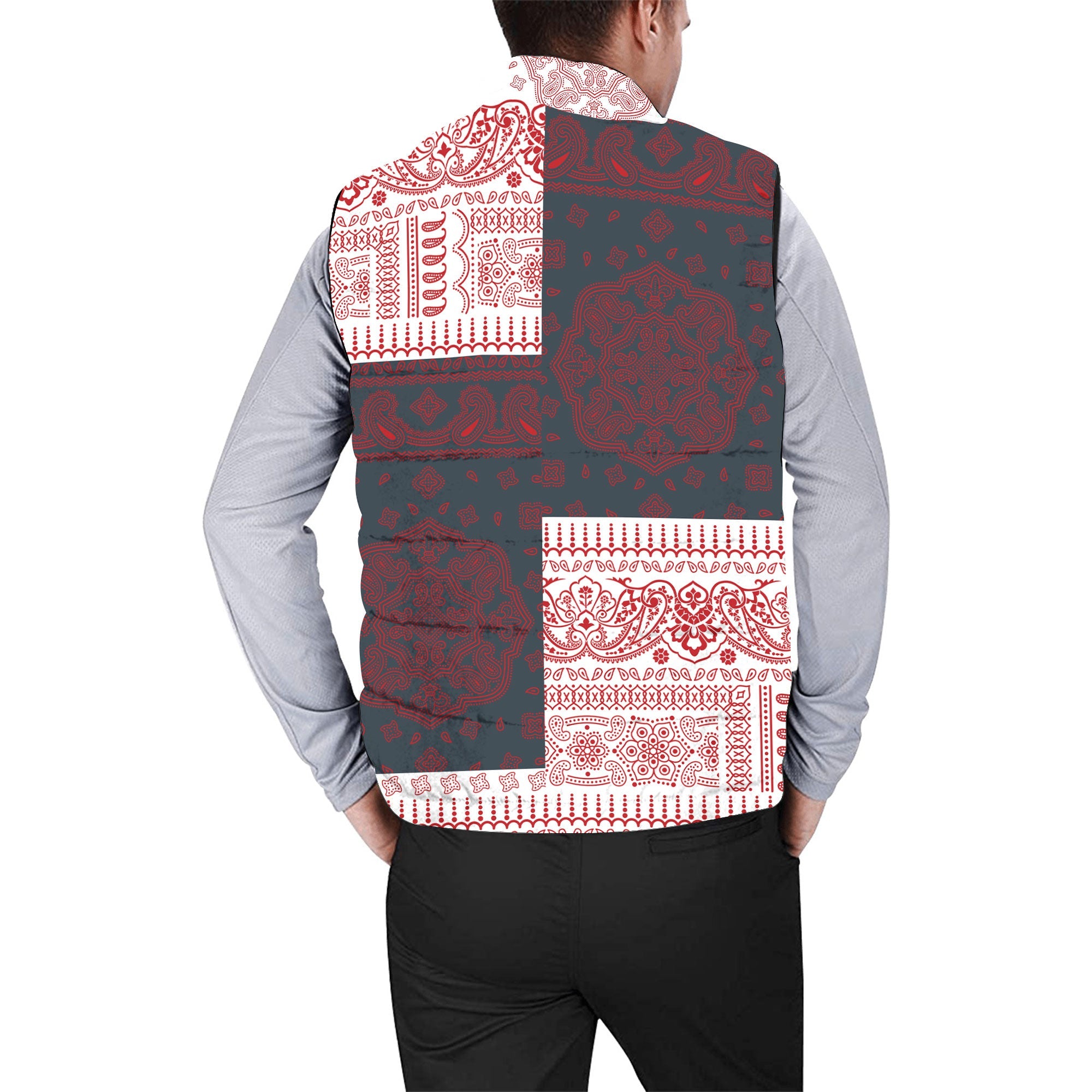 Malta Men Padded Jacket Vest Flag And Paisley Basic Style 2