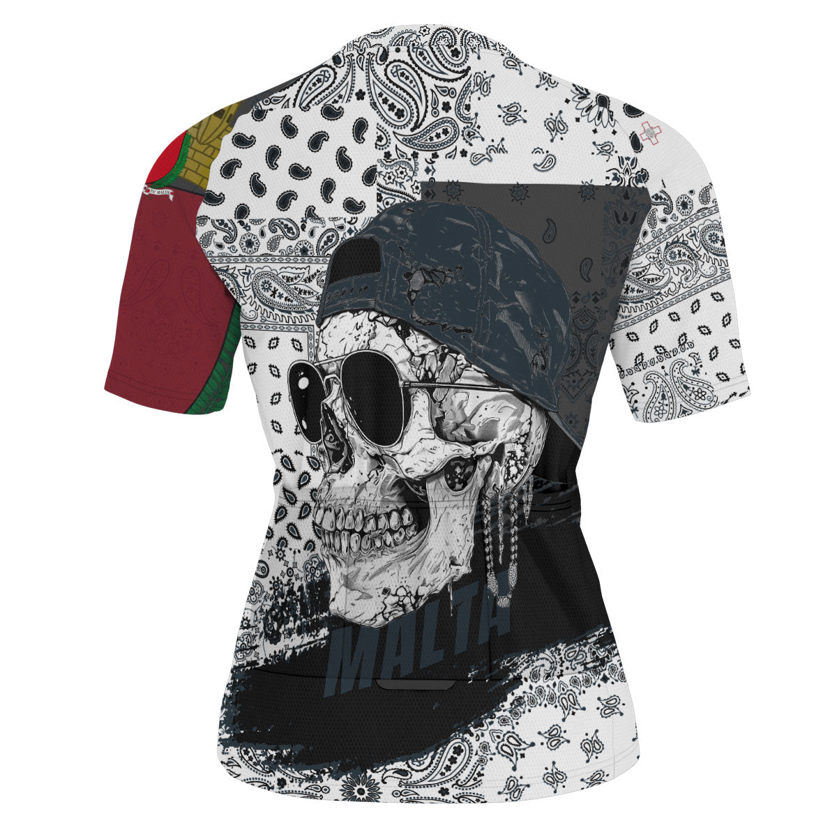 Malta Men Cycling Jersey Paisley Flag And Skull Style 3