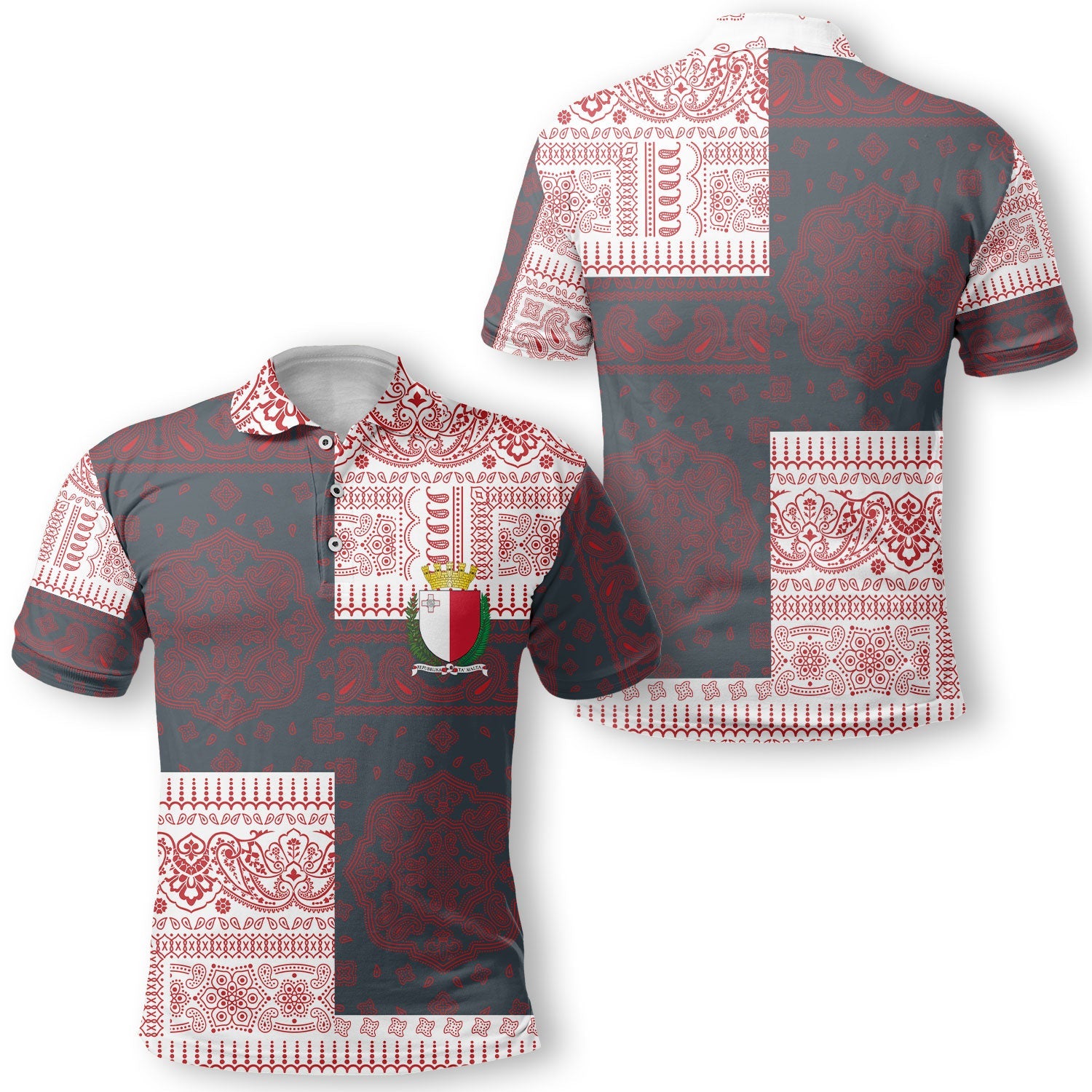 Malta Polo Shirt Flag And Paisley Basic Style 1