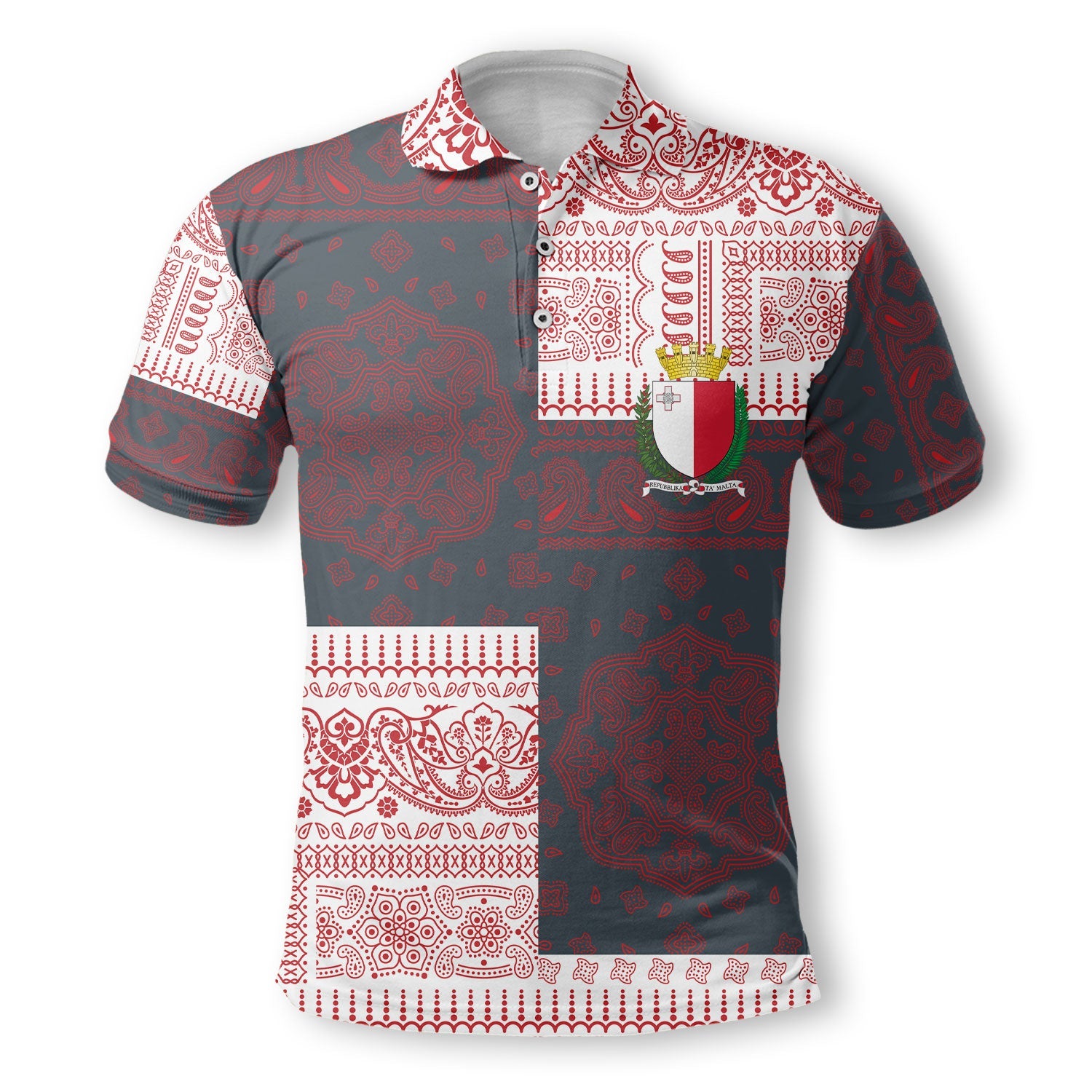 Malta Polo Shirt Flag And Paisley Basic Style 2