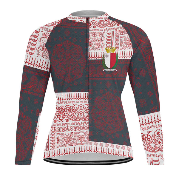 Malta Raglan Men Cycling Jersey Long Sleeve Flag And Paisley Basic Style 1