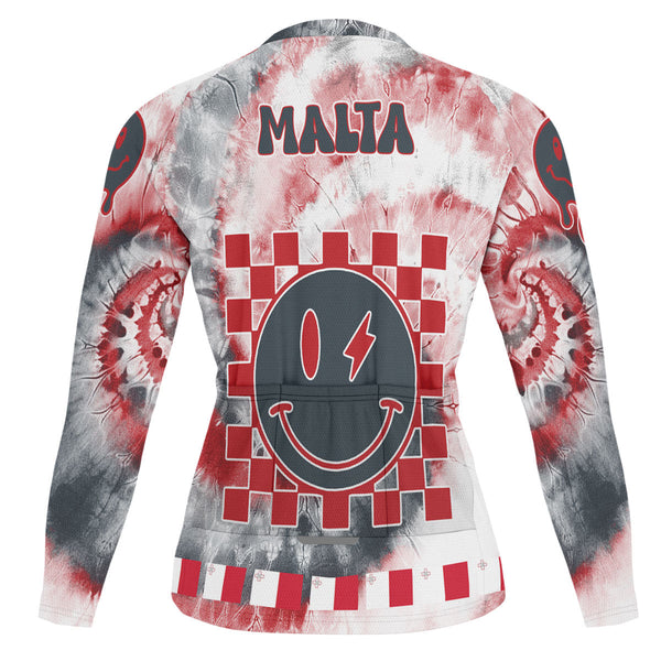 Malta Raglan Men Cycling Jersey Long Sleeve Custom Tie Dye Style 1