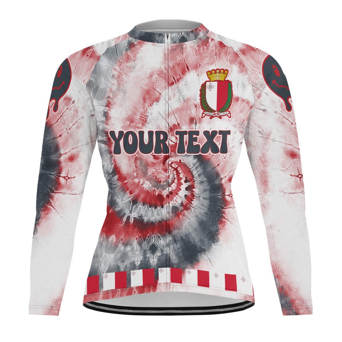 Malta Raglan Men Cycling Jersey Long Sleeve Custom Tie Dye Style 2