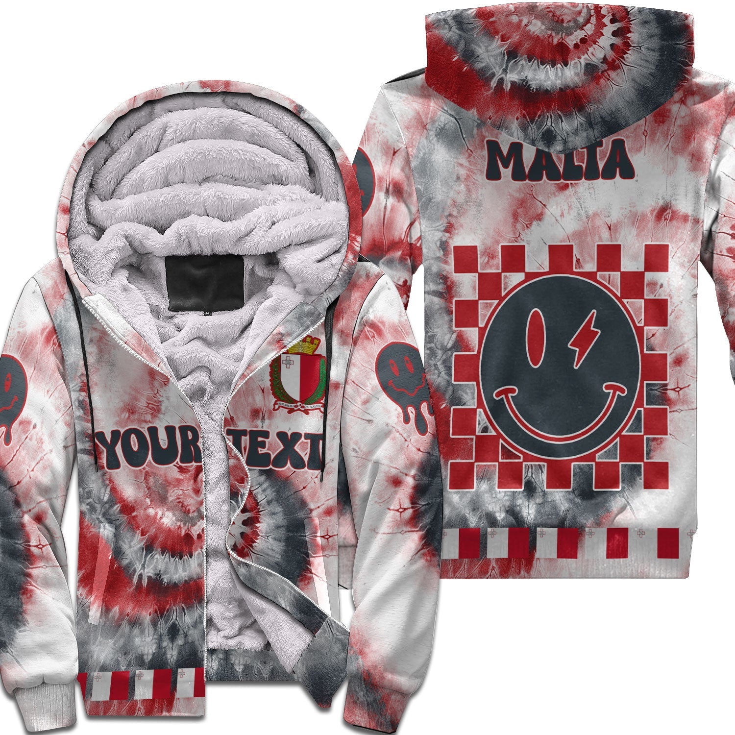 Malta Sherpa Hoodie Custom Tie Dye Style 1