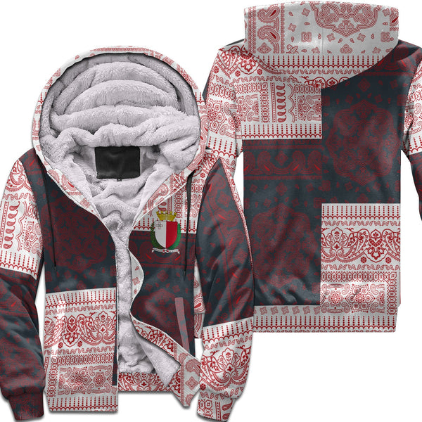 Malta Sherpa Hoodie Flag And Paisley Basic Style 1