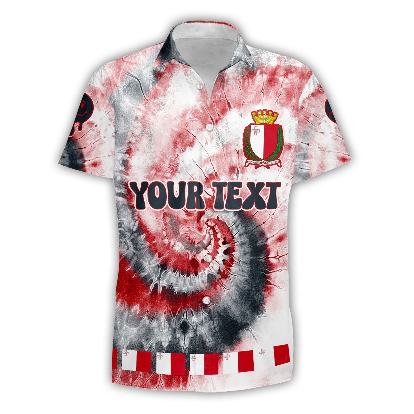 Malta Short Sleeve Shirt Custom Tie Dye Style 1