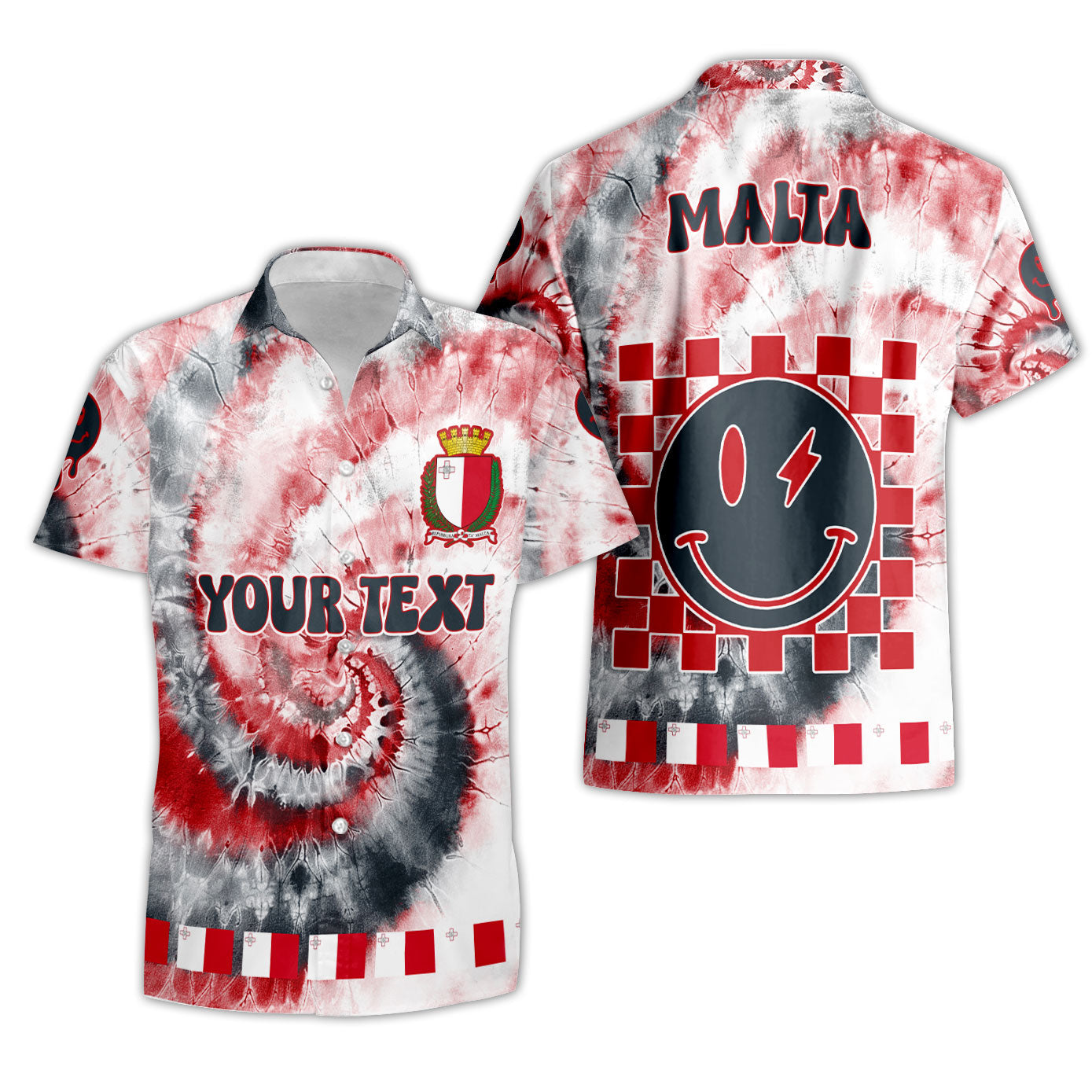 Malta Short Sleeve Shirt Custom Tie Dye Style 3