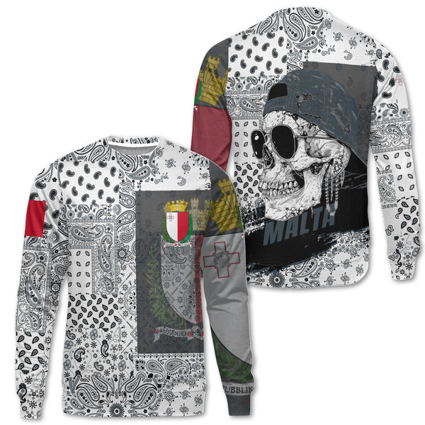 Malta Sweatshirt Paisley Flag And Skull Style 1