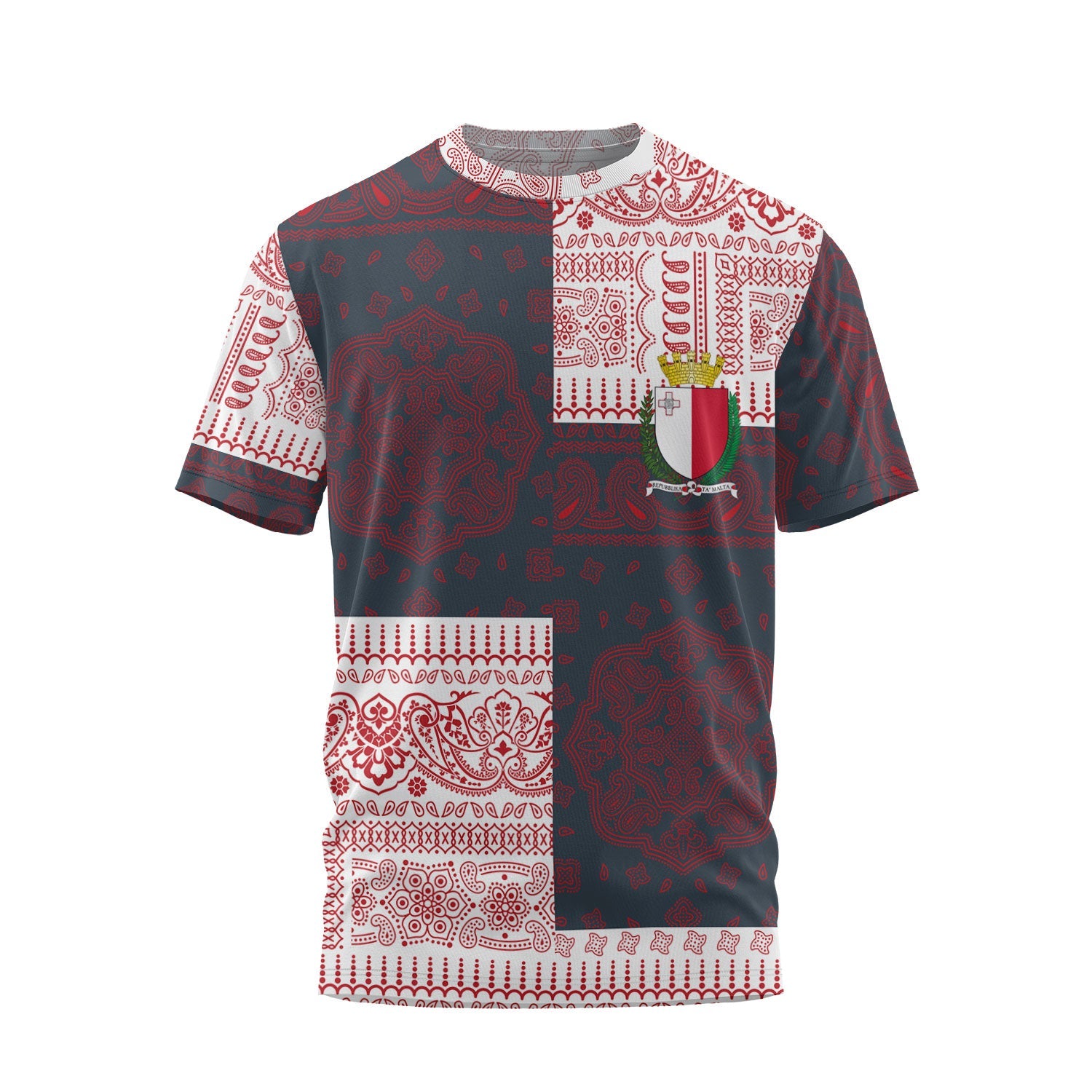 Malta T Shirt Flag And Paisley Basic Style 2