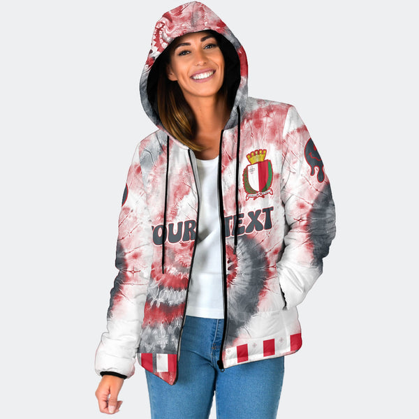 Malta Women Hooded Padded Jacket Custom Tie Dye Style 1